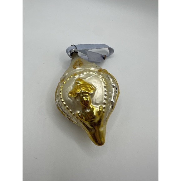 Other - VTG Blown Glass Seashell Ornament Gold Silver Mercury Glass Christmas Coastal